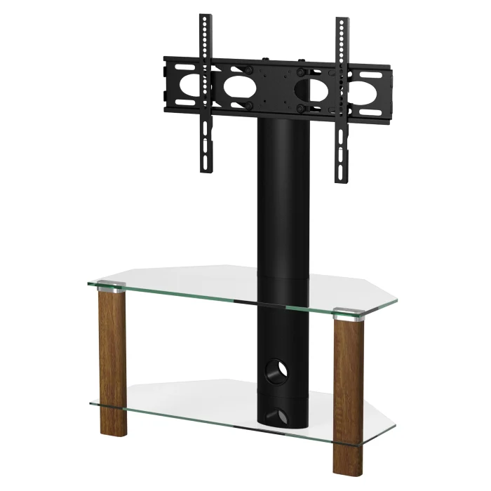 Alphason Century Cantilever Corner Stand 800mm, Up to 55" - Walnut & Clear Glass |  ADCEC800WAL - Image 2