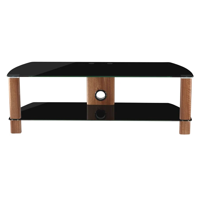 Alphason Century Stand 1200mm, Up to 55" - Walnut & Black Glass | ADCE1200-BLK