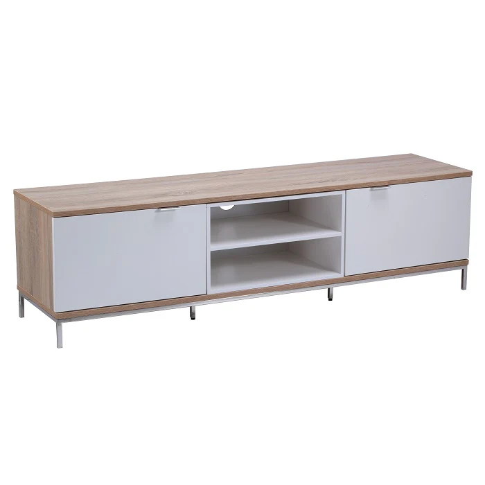 Alphason Chaplin Cabinet 1600mm, Up to 70" - Light Oak & White | ADCH1600-WHT - Image 3