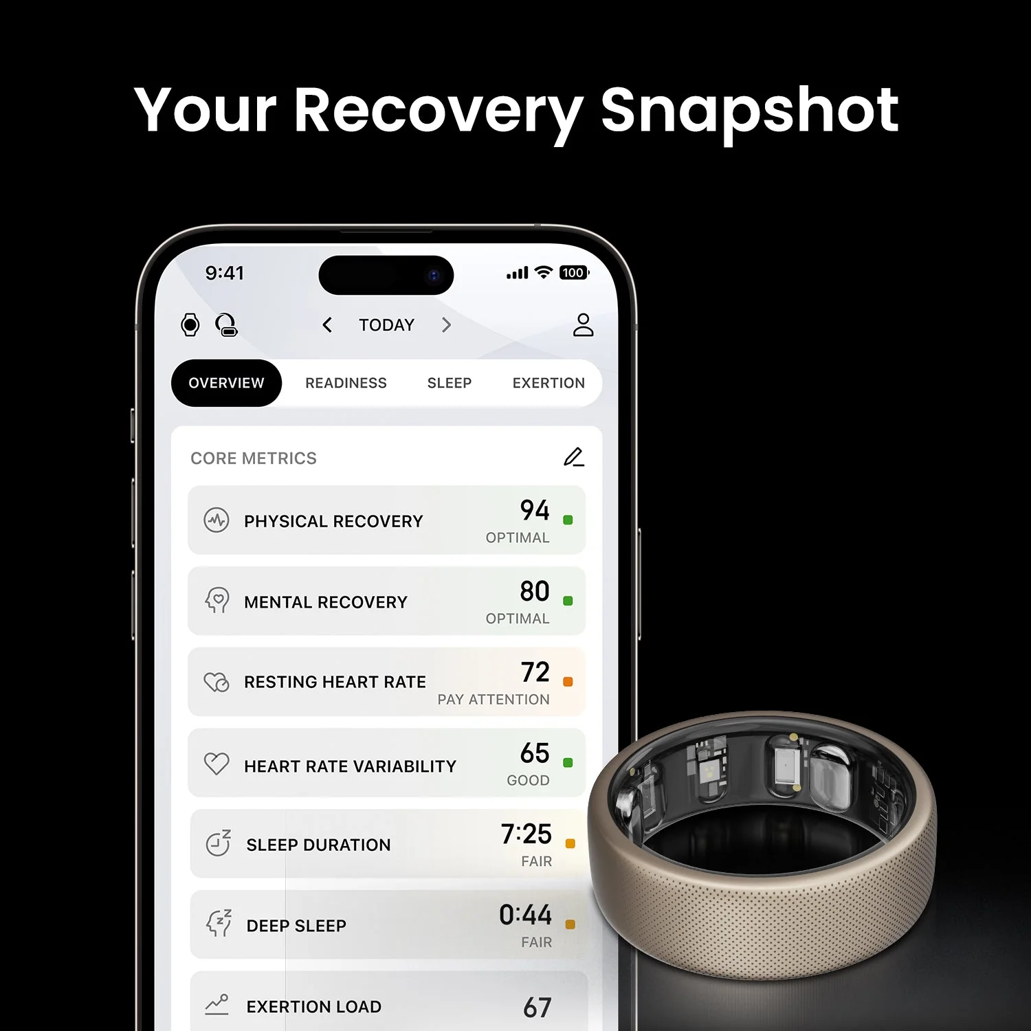 Amazfit Helio Smart Ring – Titanium Health Tracker (Ring Size 10) - Image 3