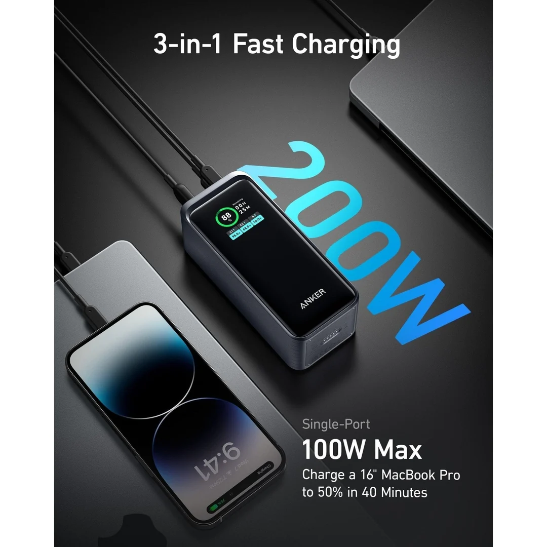 Anker Prime Power Bank 20000mAh 200W Black | A1336011 - Image 2