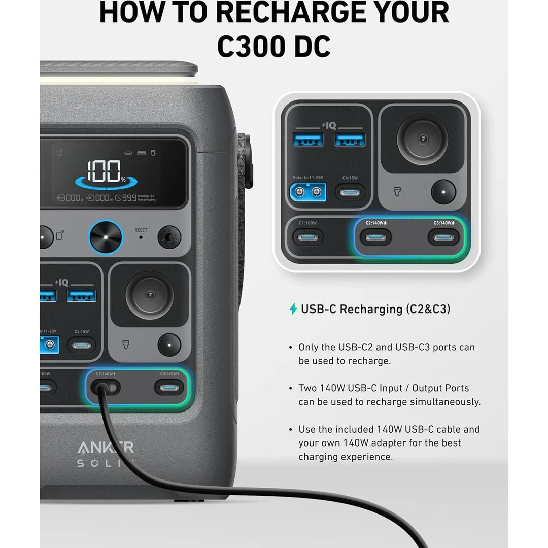 Anker Solix C300 Portable Battery Power Station 288W | A1728011 - Image 5