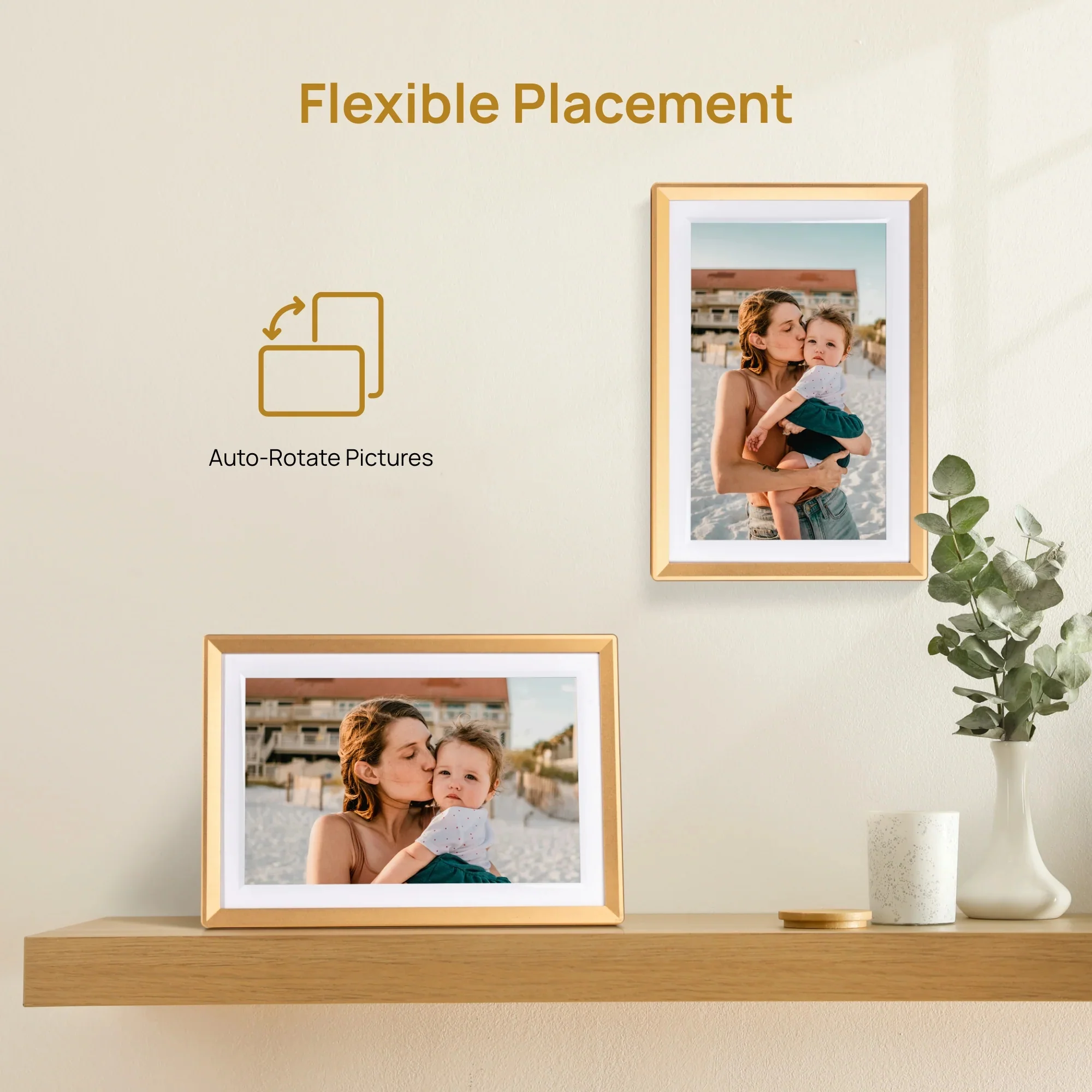 Arzopa D14 14" Digital Photo Frame Champagne Gold | Touch Screen WiFi - Image 10