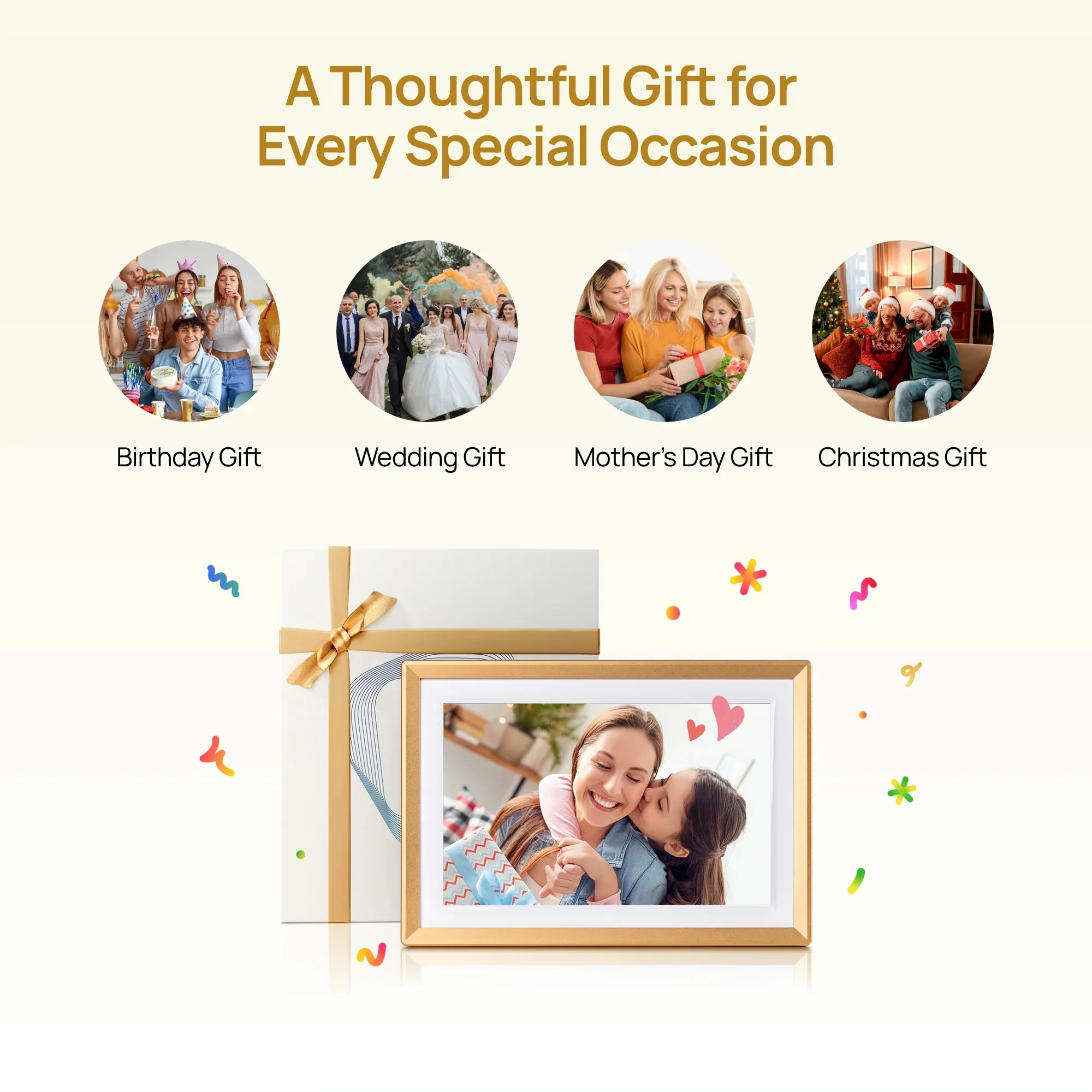 Arzopa D14 14" Digital Photo Frame Champagne Gold | Touch Screen WiFi - Image 11