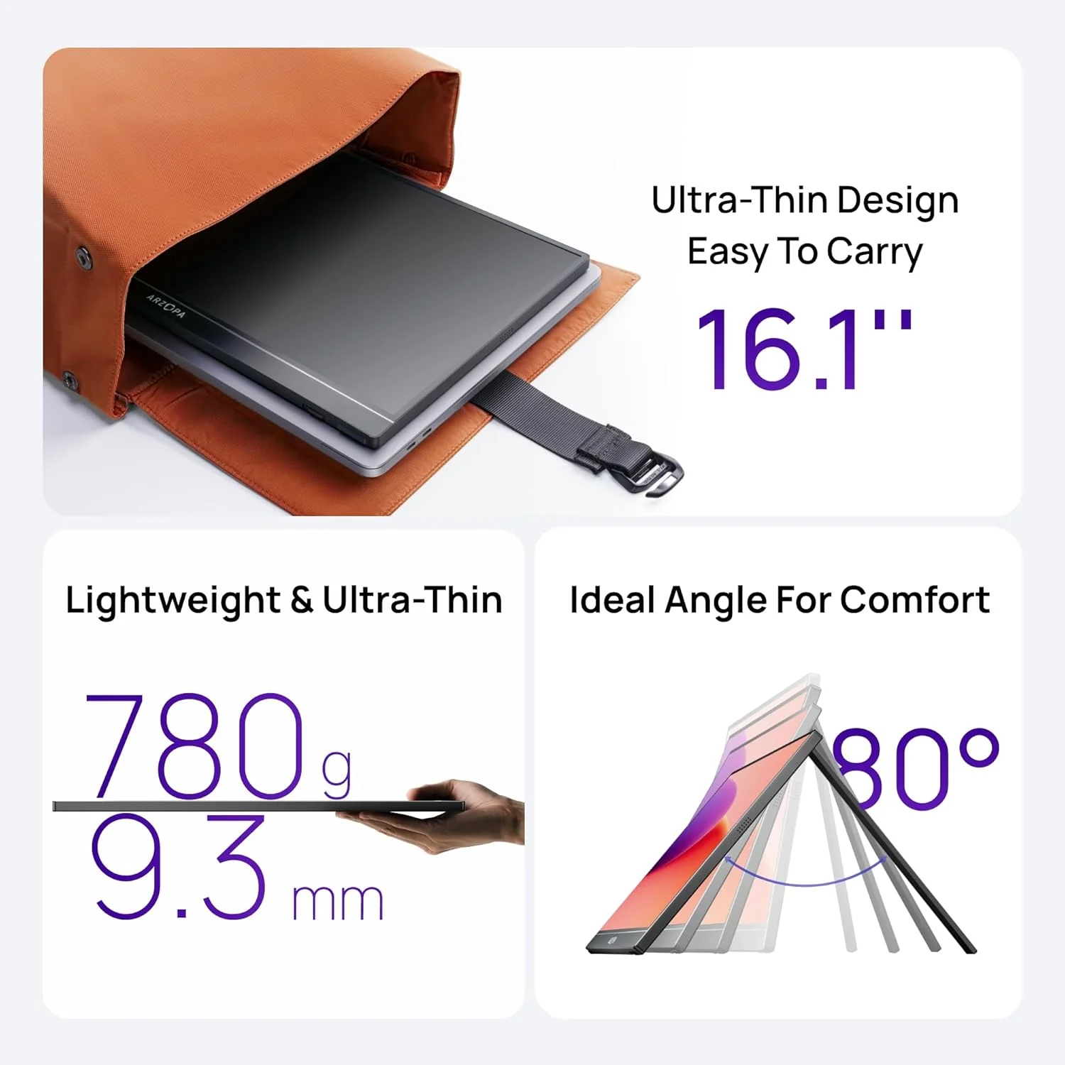 ARZOPA Z1C 16.1" FHD Portable Monitor with Built-in Kickstand | Z1C - Image 4
