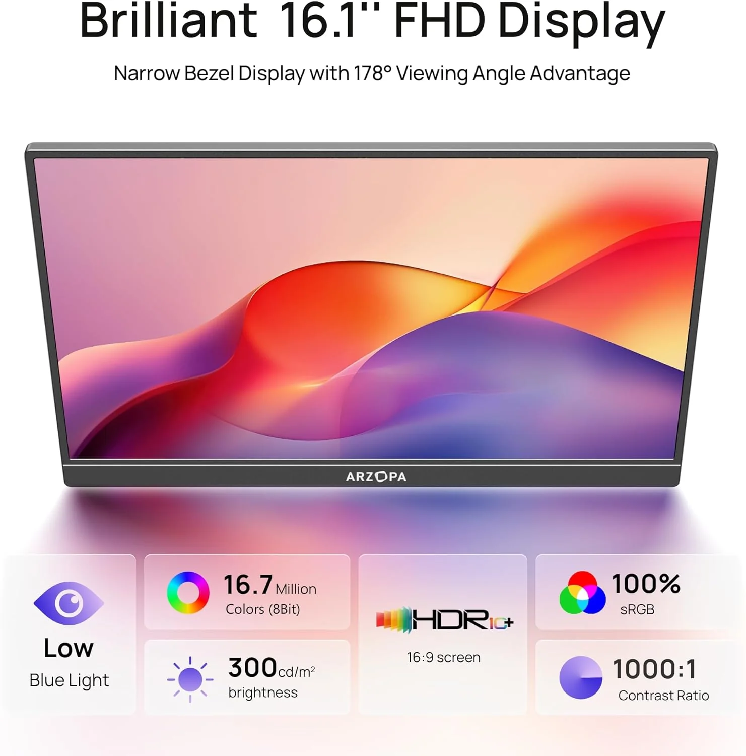 ARZOPA Z1C 16.1" FHD Portable Monitor with Built-in Kickstand | Z1C - Image 6