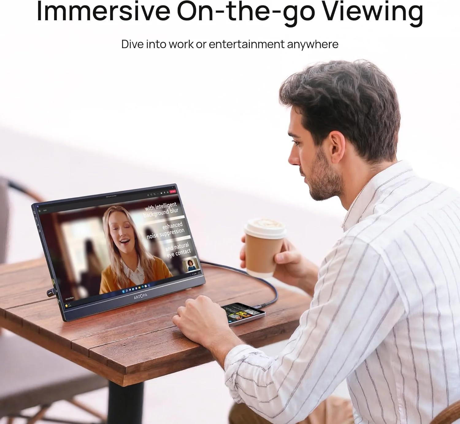 ARZOPA Z1C 16.1" FHD Portable Monitor with Built-in Kickstand | Z1C - Image 8