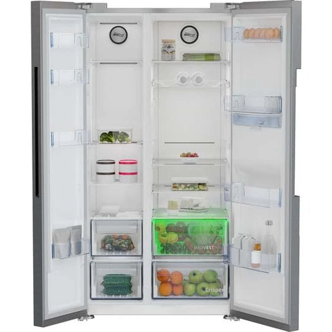 Beko Freestanding American Style Fridge Freezer with HarvestFresh™ Black Steel| ASD2442VPZ - Image 3