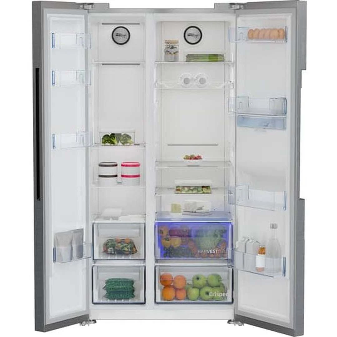 Beko Freestanding American Style Fridge Freezer with HarvestFresh™ Black Steel| ASD2442VPZ - Image 5