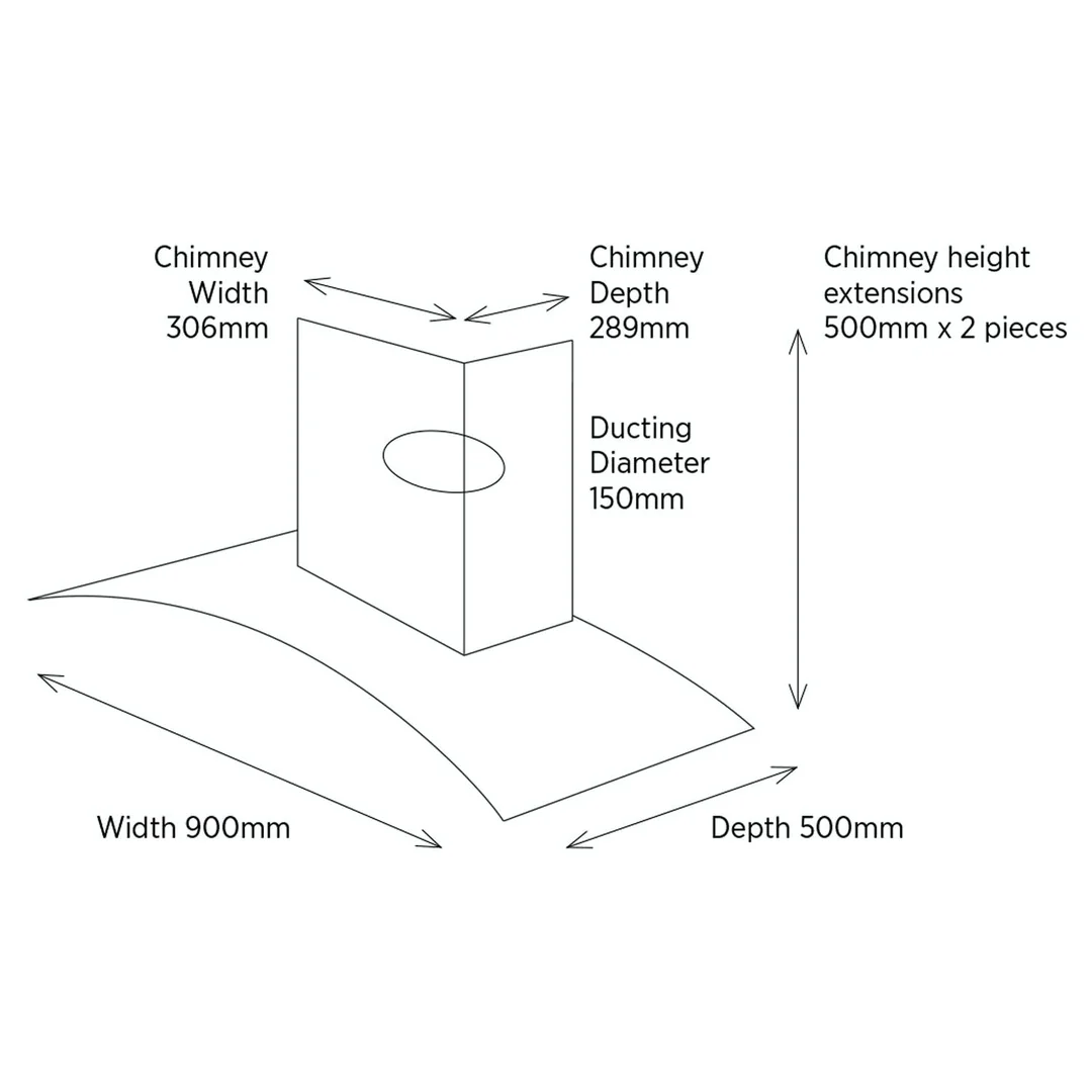 Belling 90cm Curved Chimney Hood | CHIM904GSTA - Image 2