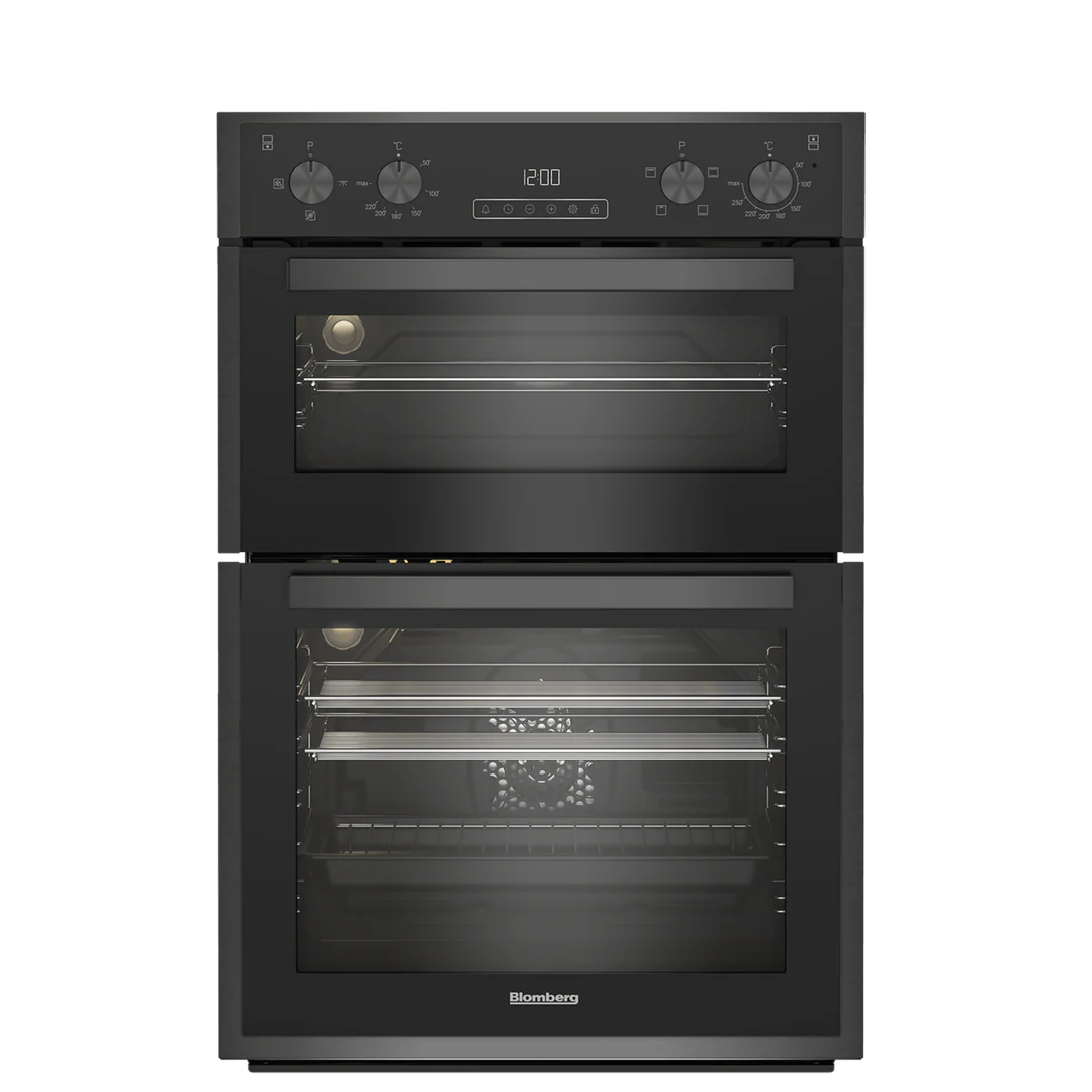 Blomberg 90cm Built-in Fan Double Oven Dark Steel | RODN9202DX