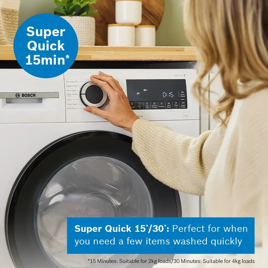 Bosch Series 6 Washing machine, front loader 9kg 1400 rpm - White | WGG24400GB - Image 3