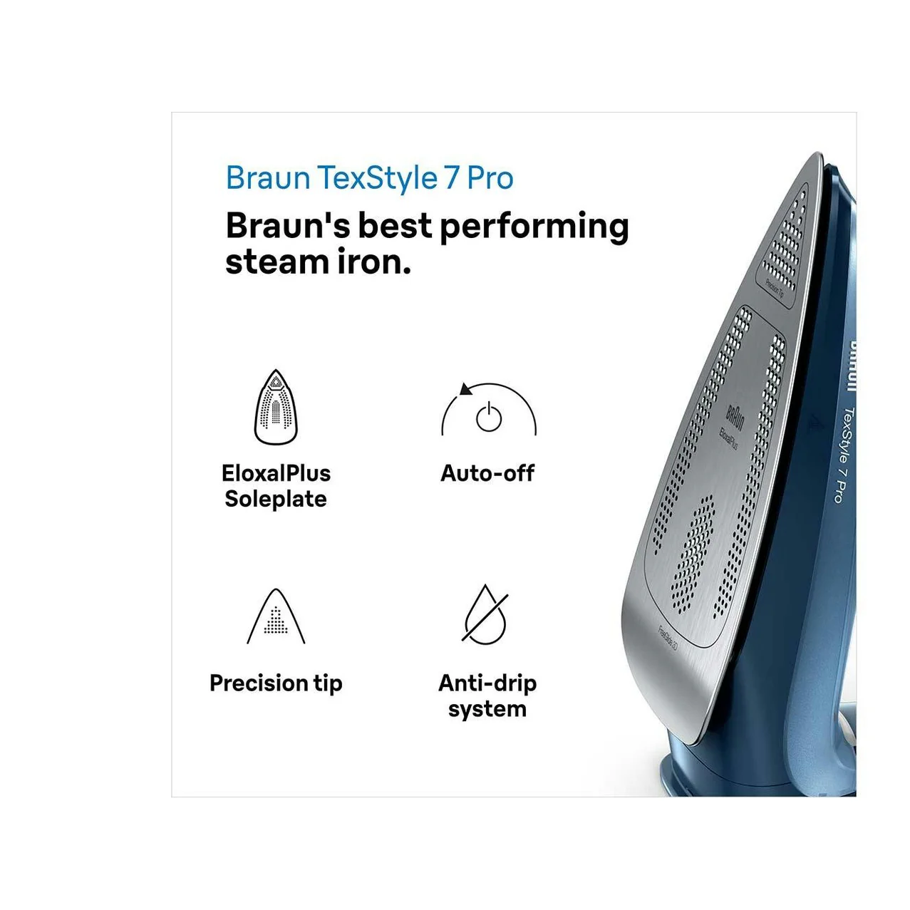 Braun TexStyle 7 Pro Steam Iron Blue | SI7160BL - Image 2