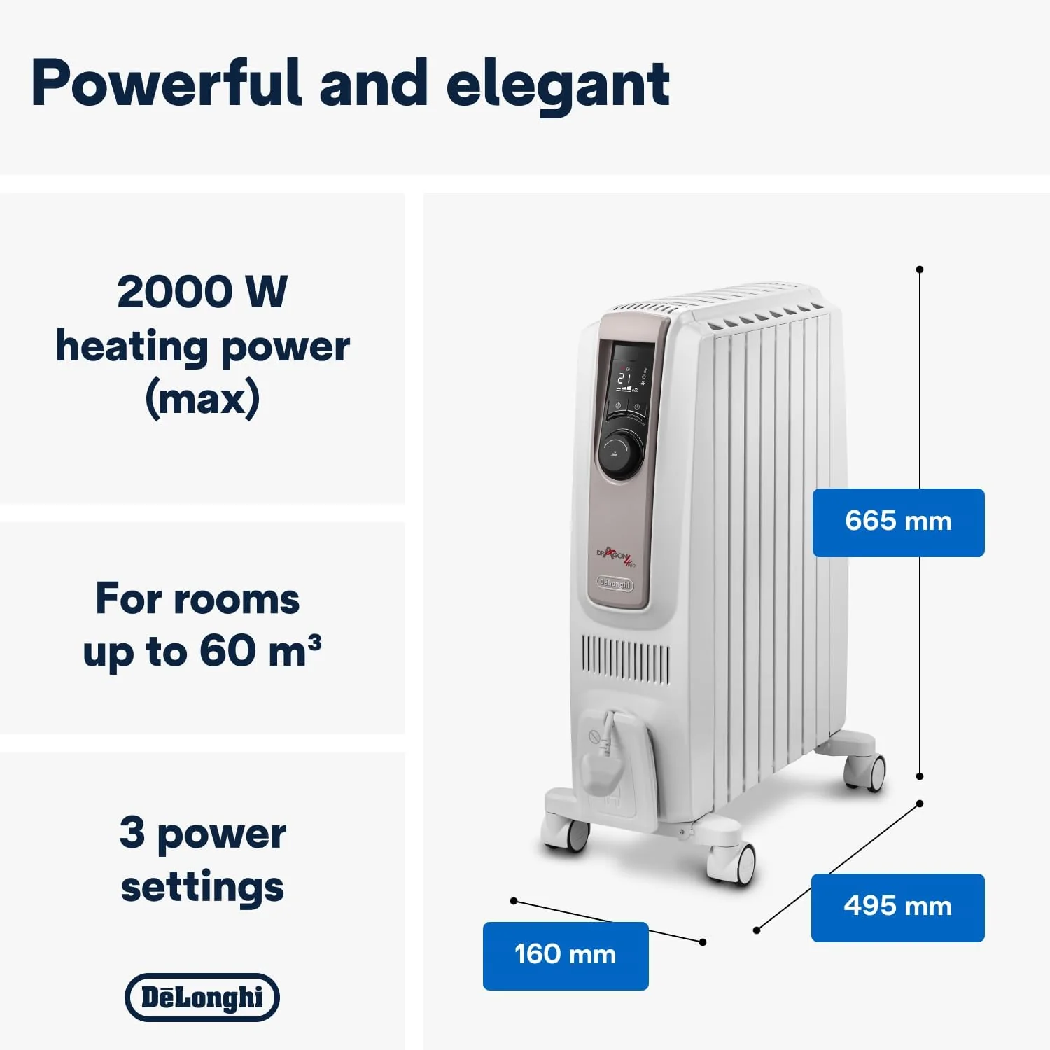 De’Longhi Dragon 4 Pro Oil-Filled Radiator | TRDSX40820E.WB - Image 2