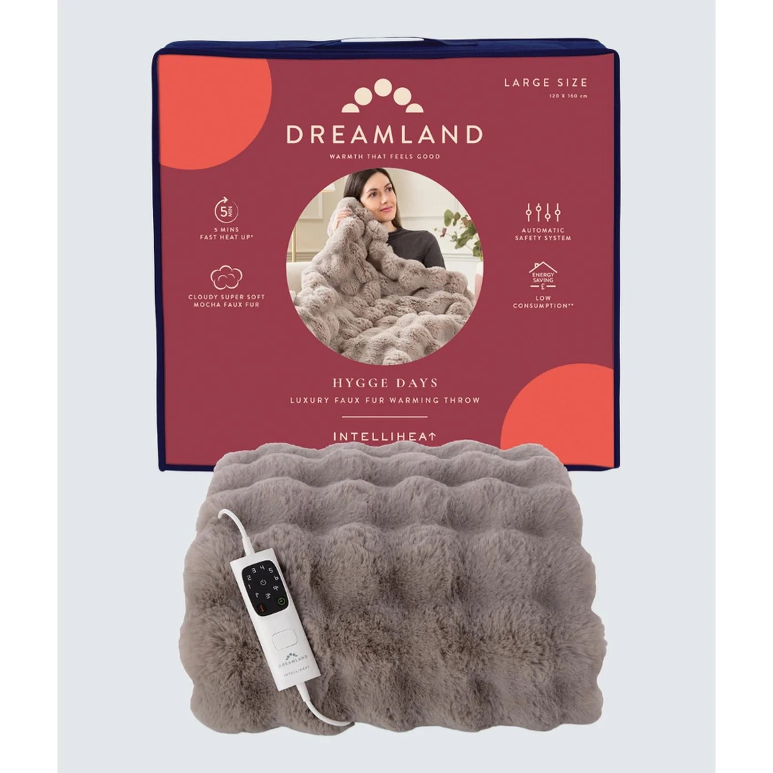 Dreamland Hygge Days Luxury Faux Fur Electric Throw | 26042 - Image 4