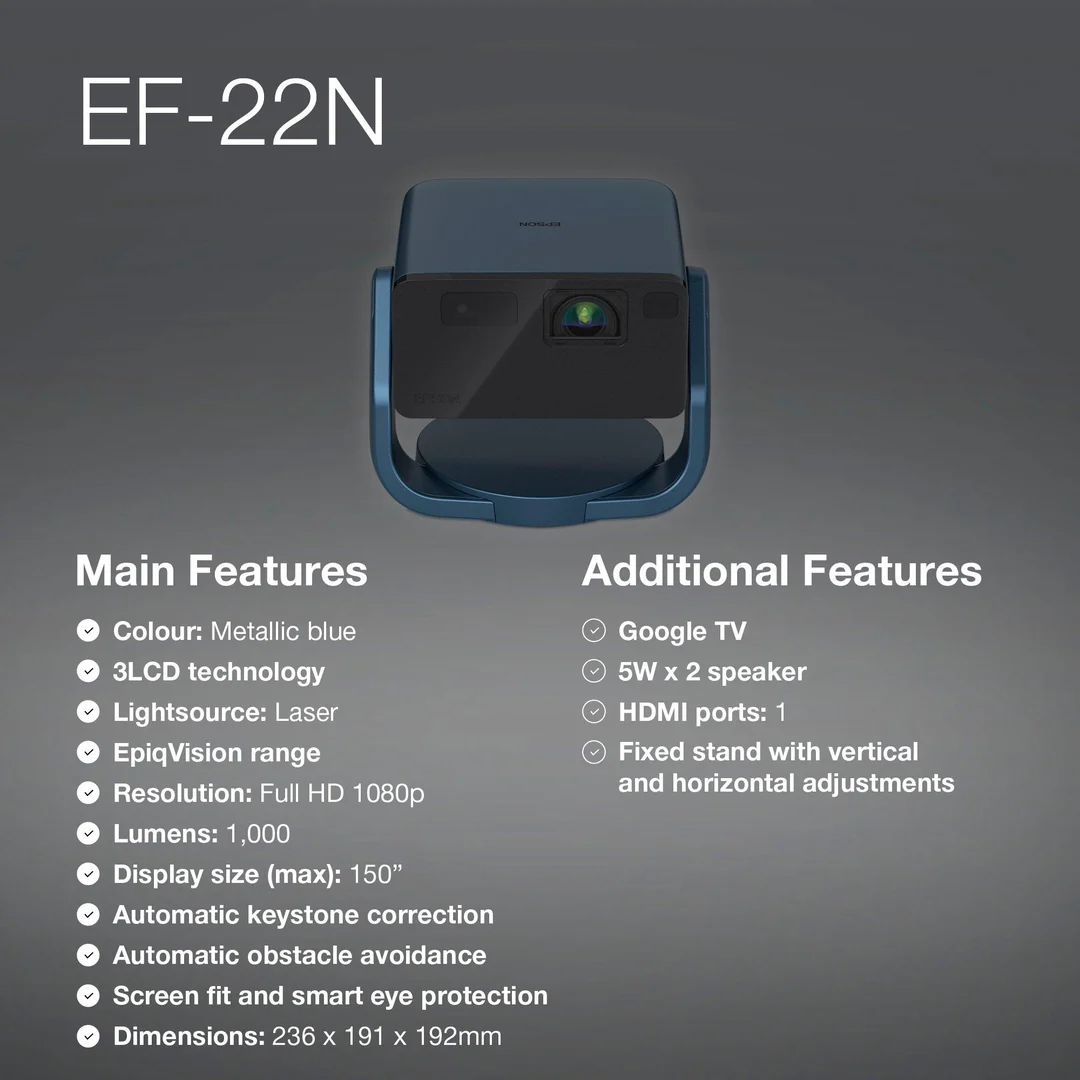 Epson EpiqVision Mini EF-22N Full HD Smart Laser Projector | V11HB38440 - Image 6