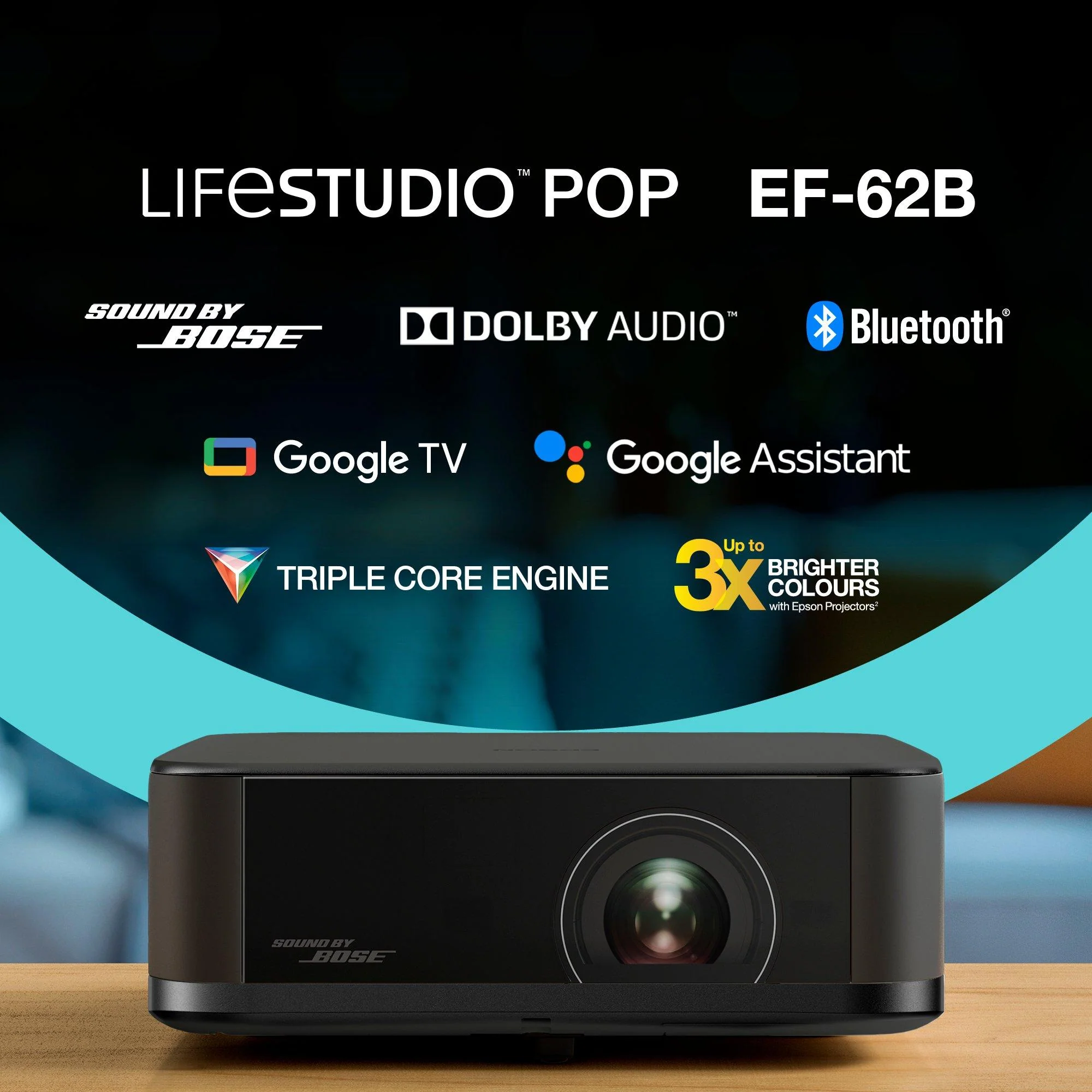 Epson Lifestudio Pop Plus EF-62B 4K PRO-UHD Smart Projector - Black | V11HB73140 - Image 2
