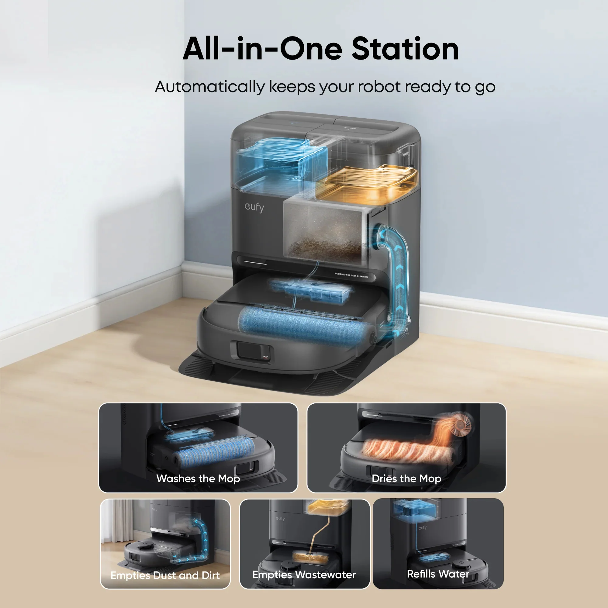 Eufy Omni C28A Robot Vacuum & Mop with All-in-One Station with Accessory Kit | T211AV10 - Image 8