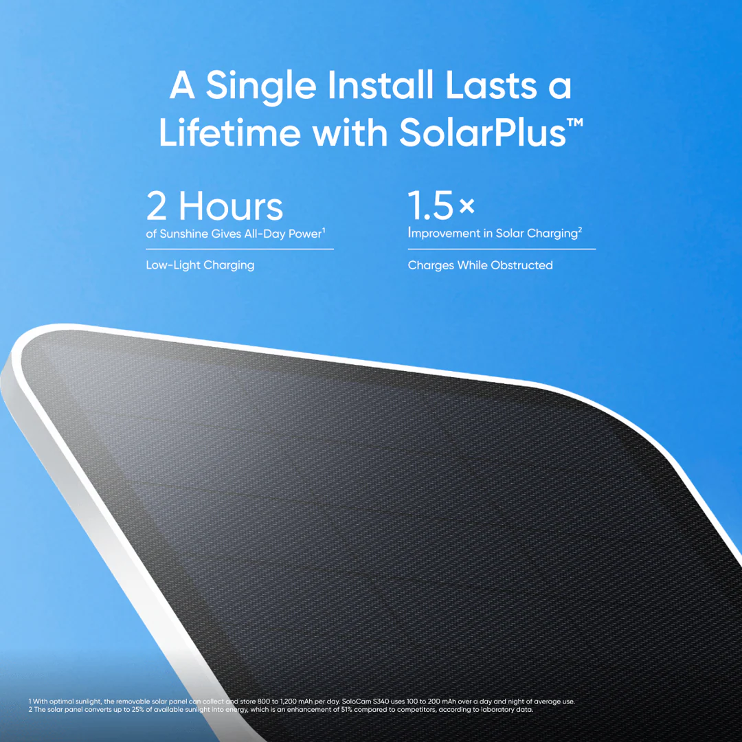 Eufy Solocam S340 2K Pan, Tilt & Zoom with Solar Panel | T81703W1 - Image 3