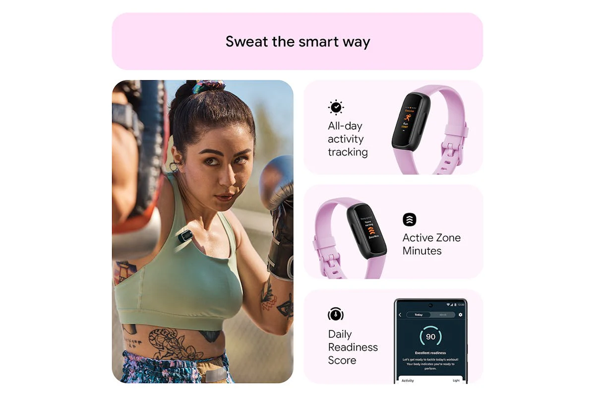 Fitbit Inspire 3 - Health & Fitness Tracker with 10-Day Battery & AMOLED Display - Black/Lilac Bliss | 79-FB424BKLV - Image 3