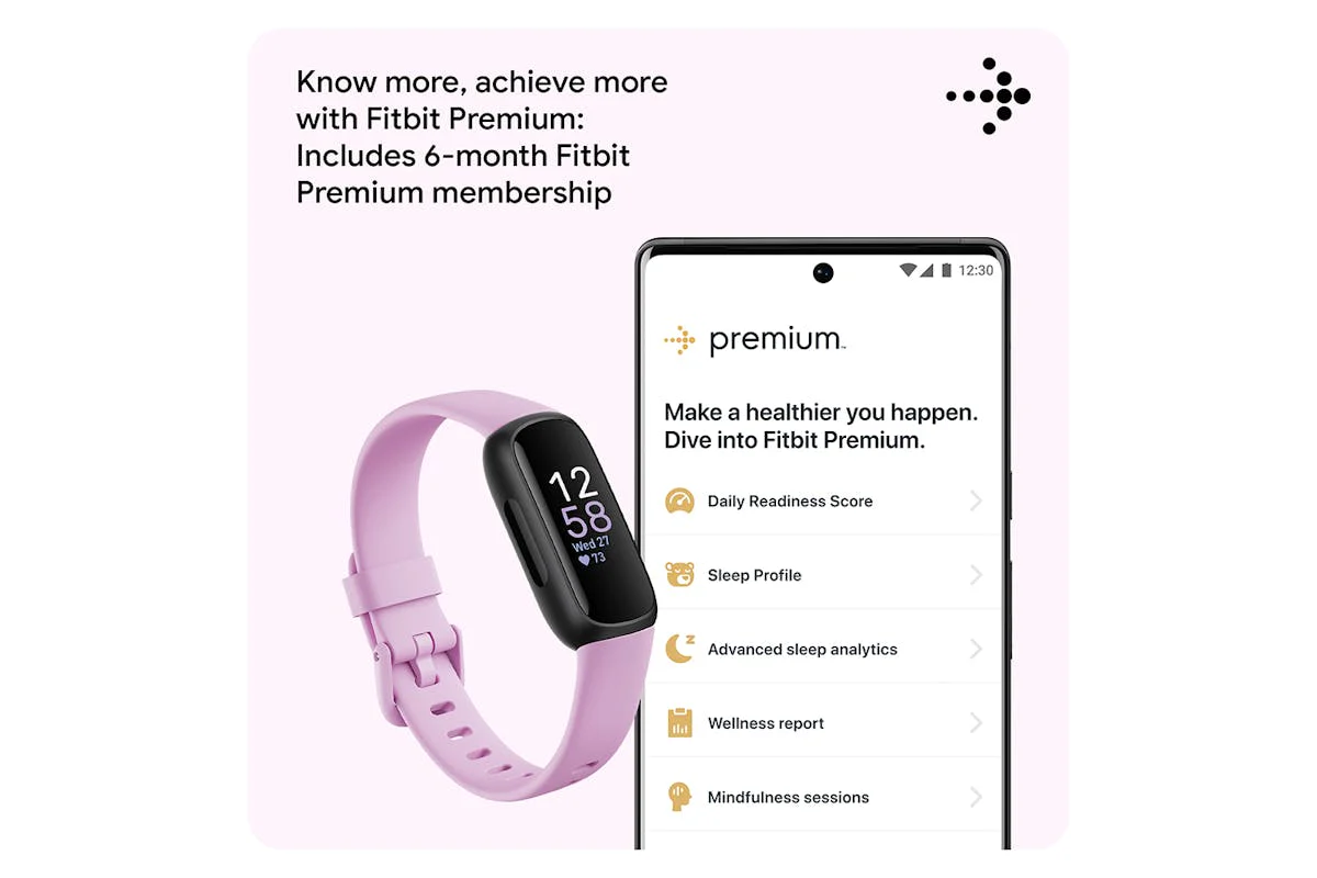 Fitbit Inspire 3 - Health & Fitness Tracker with 10-Day Battery & AMOLED Display - Black/Lilac Bliss | 79-FB424BKLV - Image 4