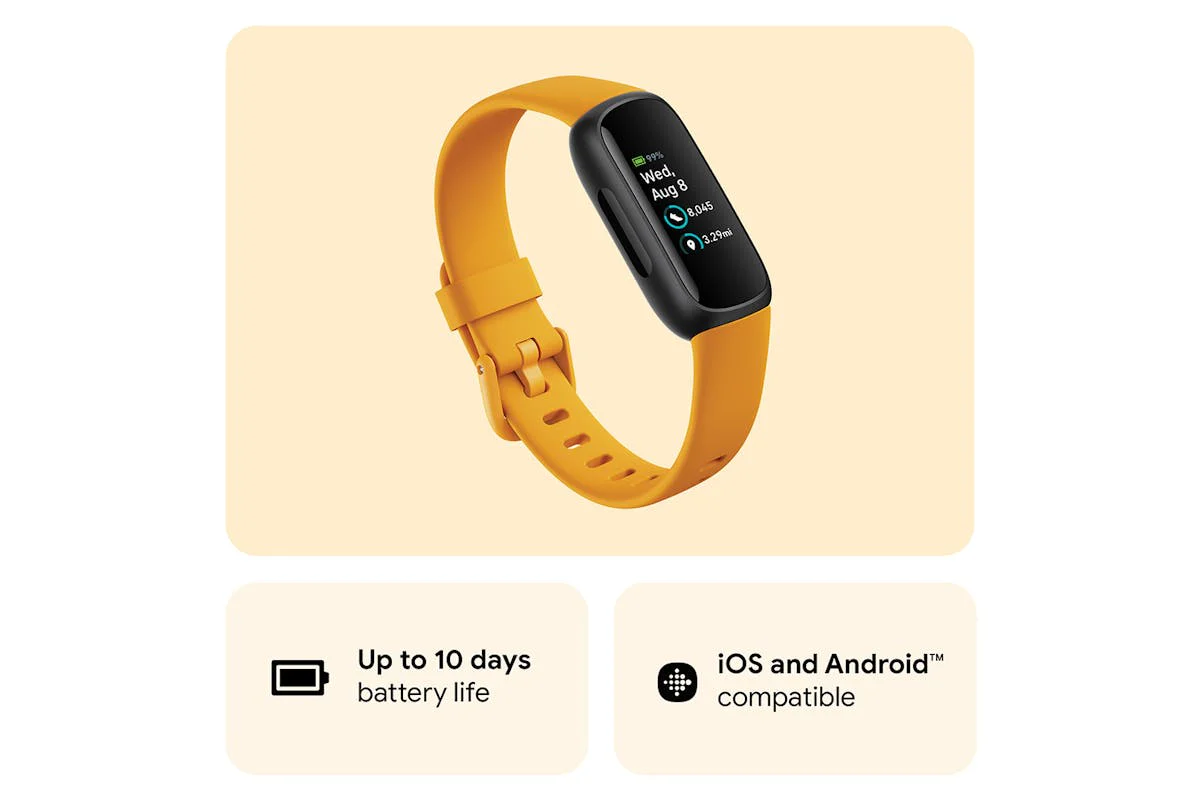 Fitbit Inspire 3 - Health & Fitness Tracker with 10-Day Battery & AMOLED Display - Black/Morning Glow | 79-FB424BKYW - Image 5