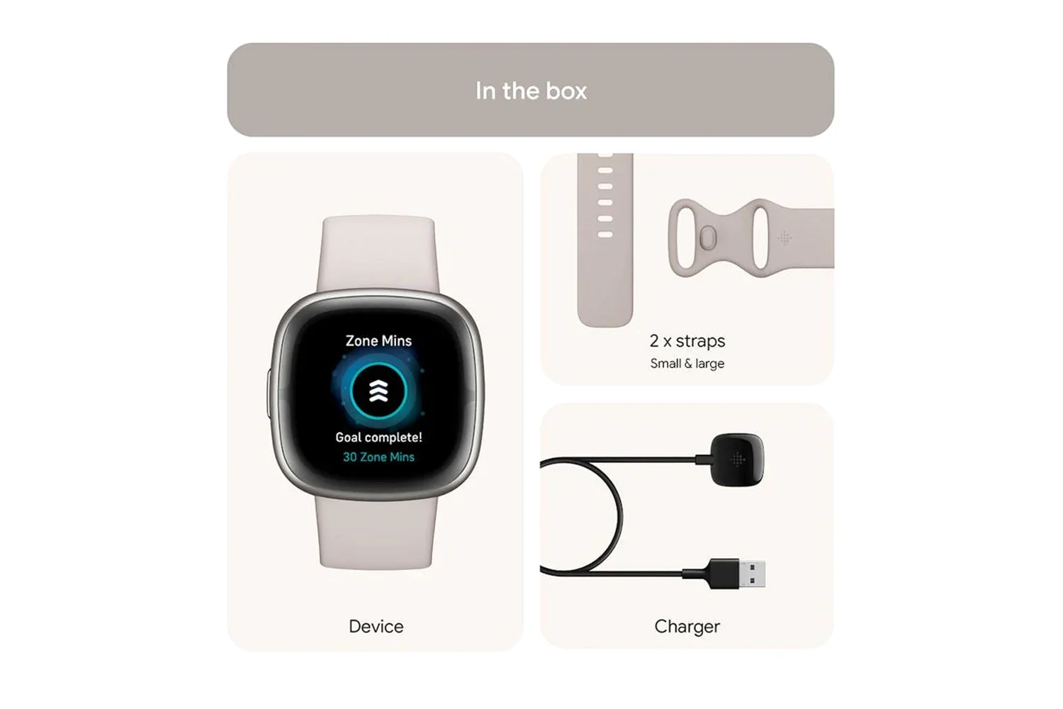 Fitbit Sense 2 - Advanced Health Smartwatch with cEDA Stress Sensor & GPS - Lunar White/Platinum | 79-FB521SRWT - Image 10
