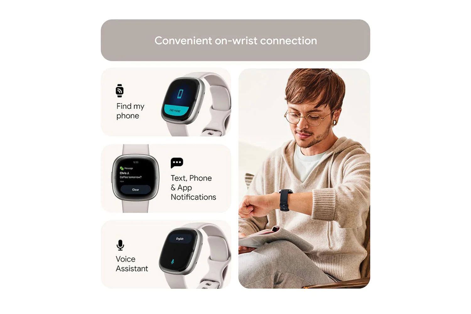 Fitbit Sense 2 - Advanced Health Smartwatch with cEDA Stress Sensor & GPS - Lunar White/Platinum | 79-FB521SRWT - Image 7