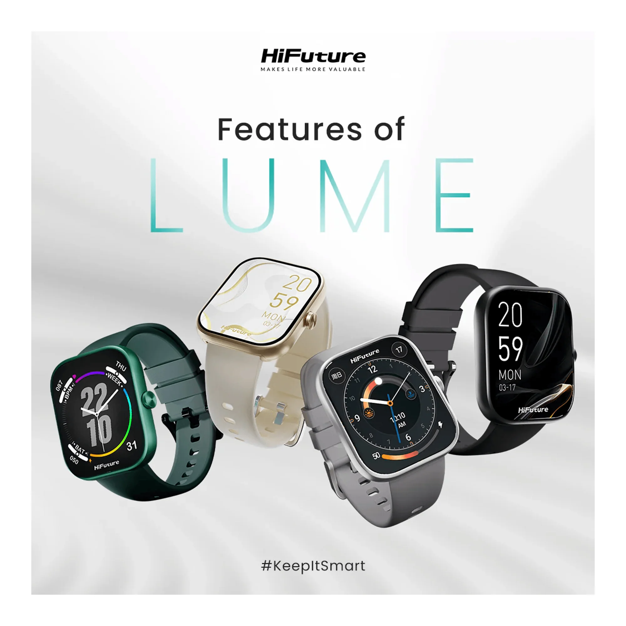 HiFuture Lume Smart Watch 1.85" Display | Silver - Image 2