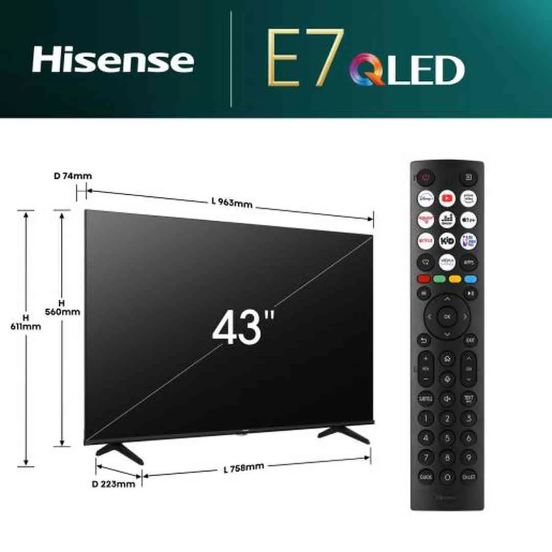 Hisense E7N 43" 4K UHD QLED Smart TV | 43E71NQ - Image 2