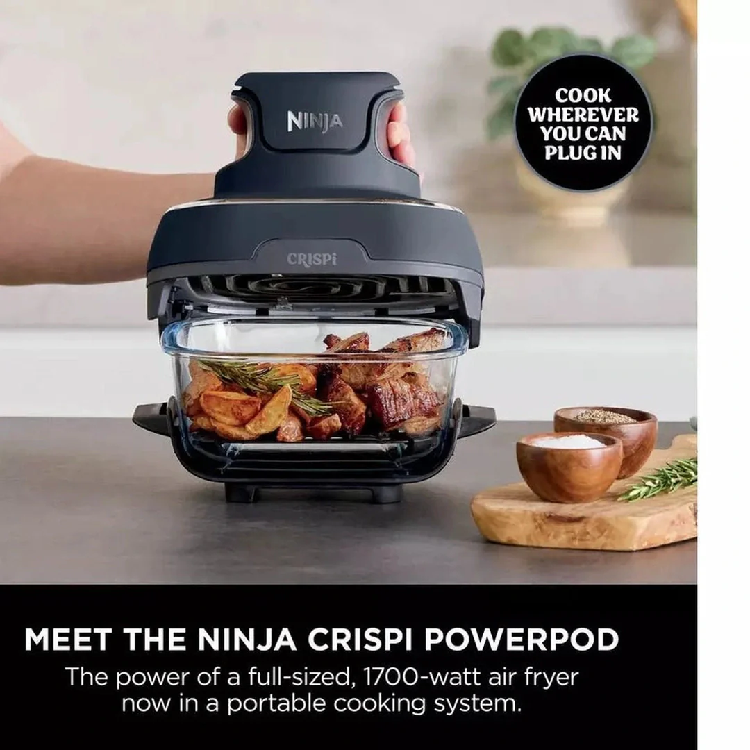 Ninja Crispi™ 4-in-1 Portable Glass Air Fryer Cooking System - Blue | FN101UKGY - Image 3
