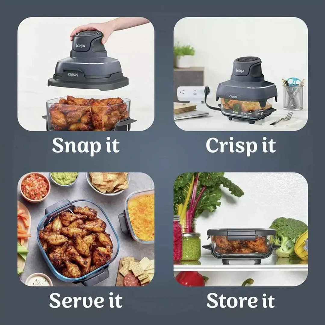 Ninja Crispi™ 4-in-1 Portable Glass Air Fryer Cooking System - Blue | FN101UKGY - Image 5