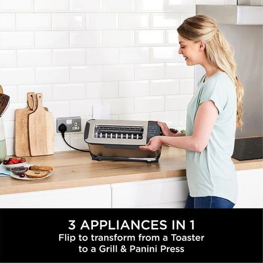 Ninja Foodi 3‑in‑1 Toaster, Grill &amp; Panini Press | ST202UK (Stainless Steel) - Image 2