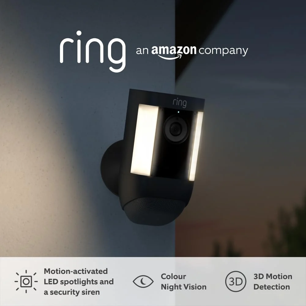 Ring Black Spotlight Cam Pro, Battery Outdoor Camera | B09DRF7P4C - Image 2
