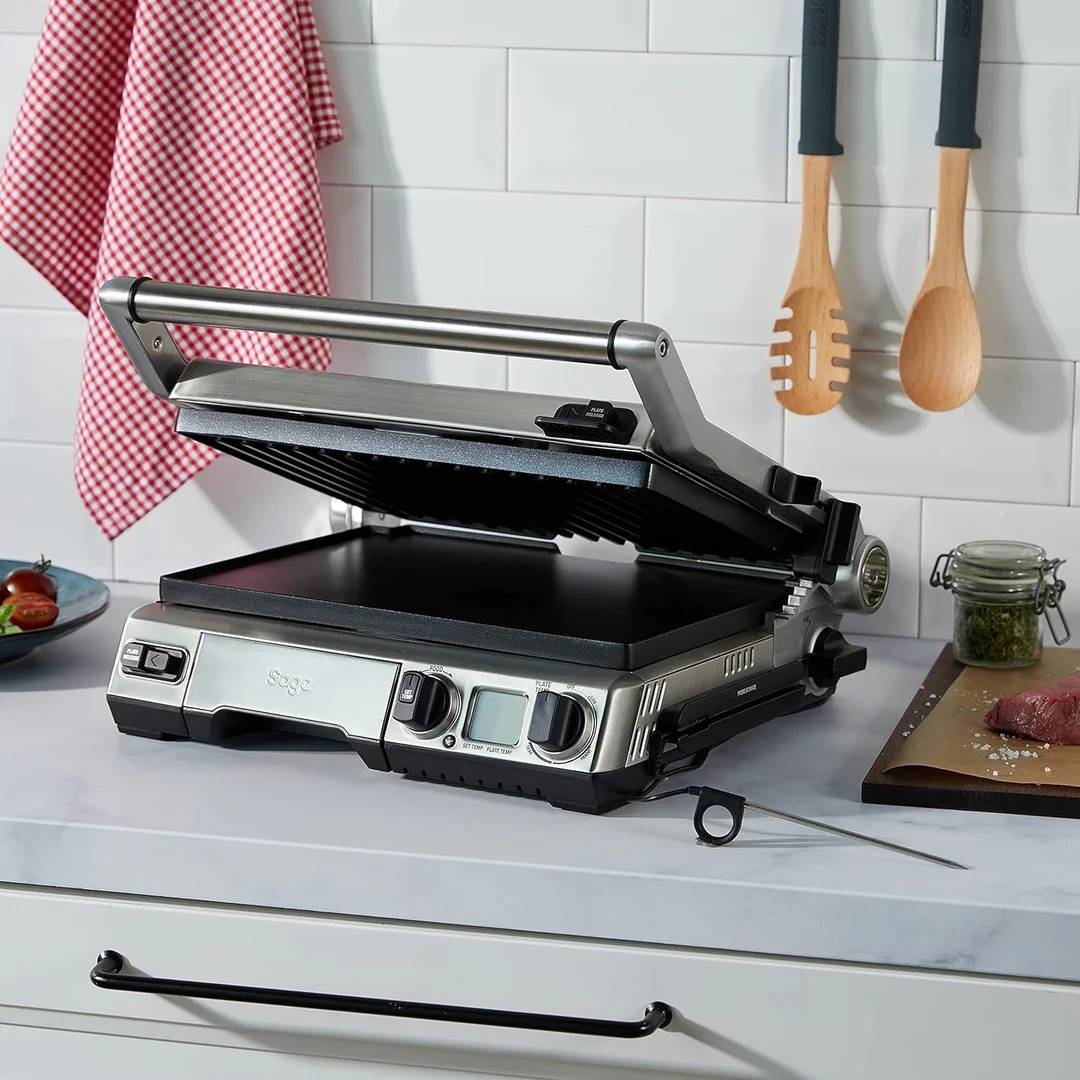 Sage 2400W Cast Aluminium Non-stick Smart Grill Pro - Brushed Stainless Steel| BGR840BSS - Image 2