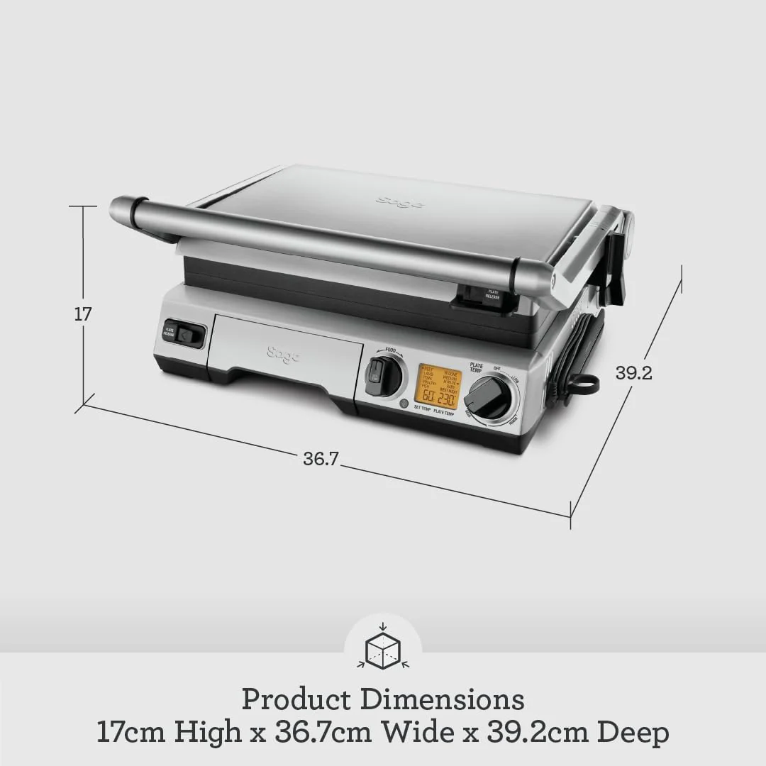 Sage 2400W Cast Aluminium Non-stick Smart Grill Pro - Brushed Stainless Steel| BGR840BSS - Image 7