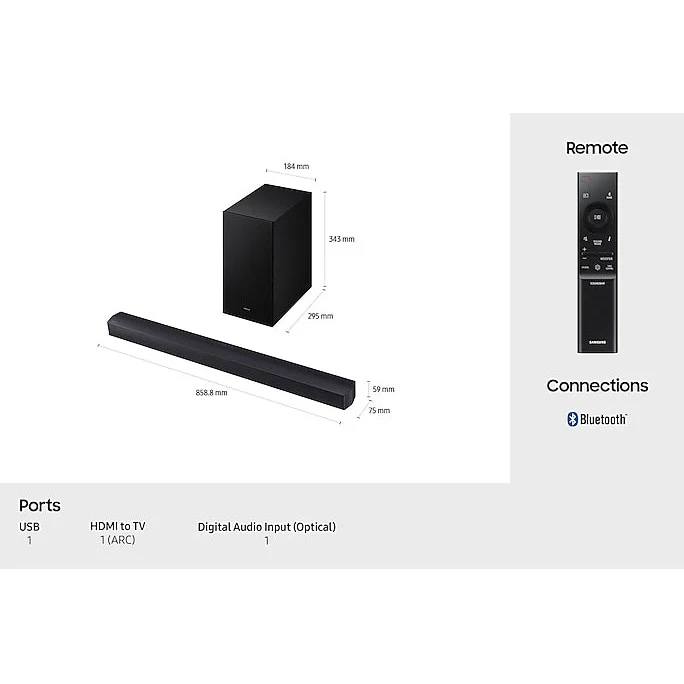 Samsung B450F B-Series 2.1-Channel Soundbar with Wireless Subwoofer | HW-B450F/XU - Image 9