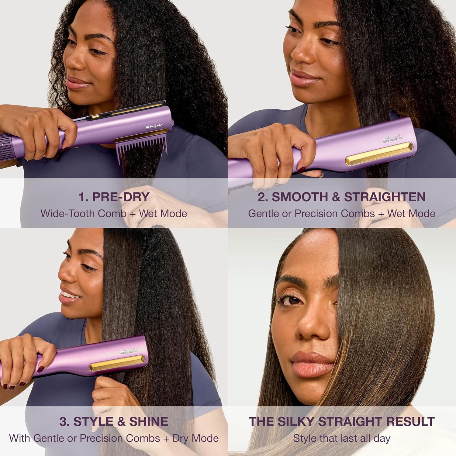 Shark SilkiPro Ceramic Hair Straightener & Dryer | HT401UKPU - Image 6