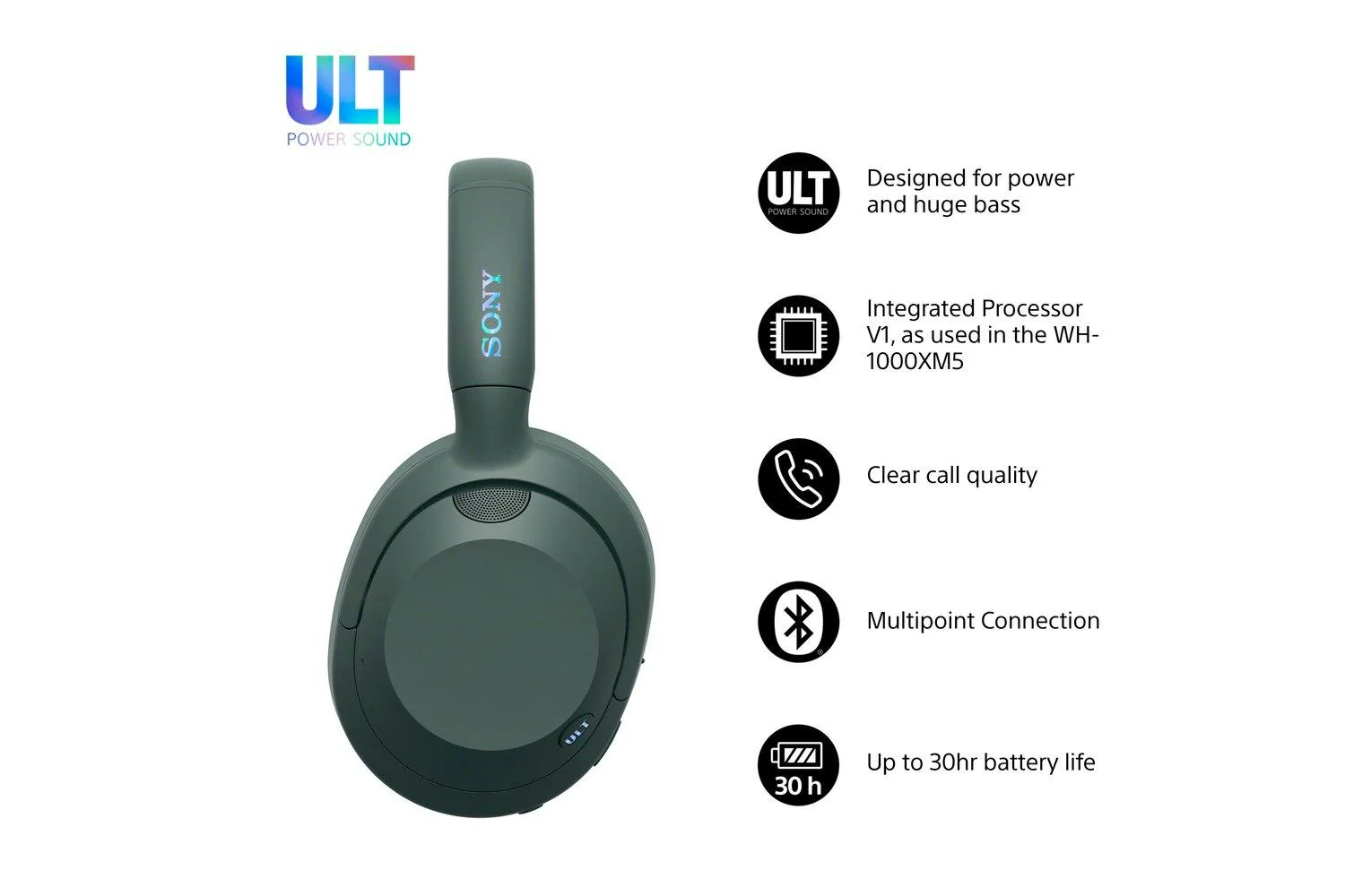 Sony ULT WEAR Over-Ear Wireless Noise Cancelling Headphones – Forest Grey | WH-ULT900N - Image 2
