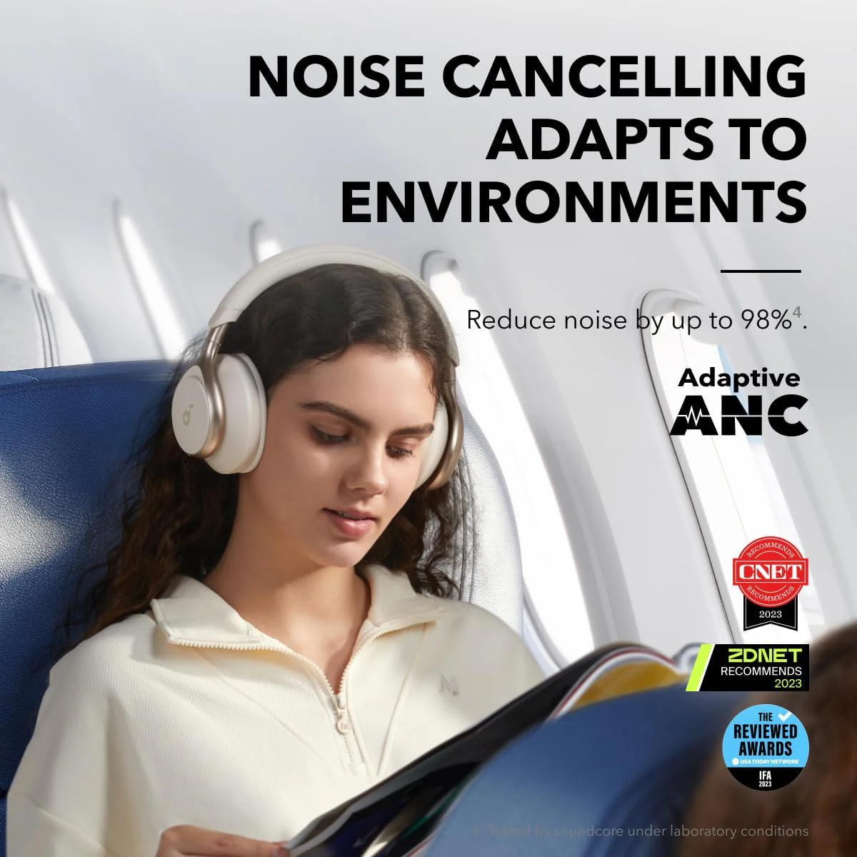 Soundcore Space One Adaptive ANC Headphones - White | A3035G21 - Image 3