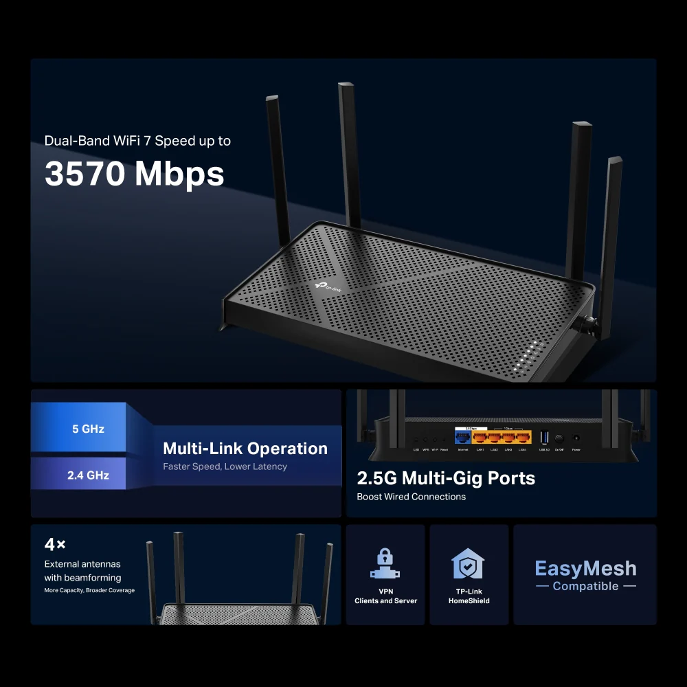TP‑Link Archer BE230 Dual‑Band Wi‑Fi 7 Router | Archer BE230 - Image 4