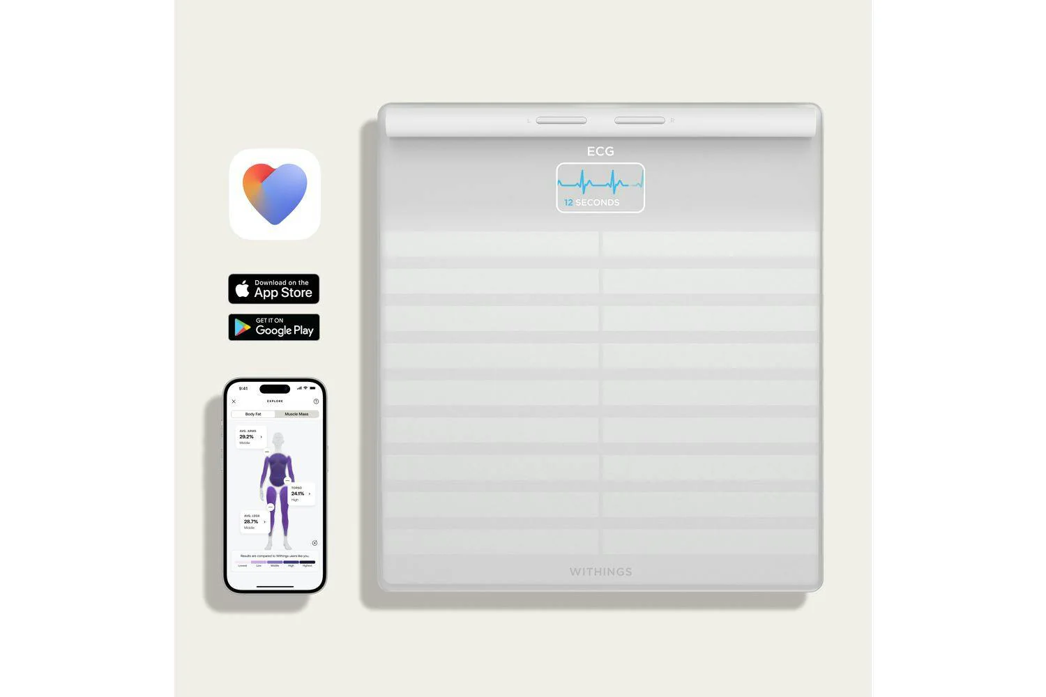Withings Body Scan - Smart Scale with ECG, Body Composition & Segmental Analysis - White | 78-WBS08-White-All-Inter - Image 6