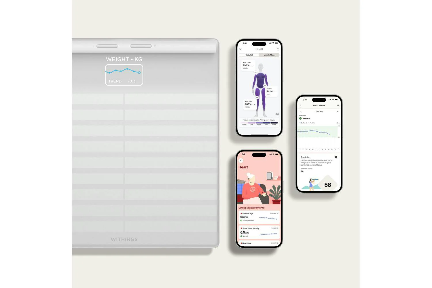 Withings Body Scan - Smart Scale with ECG, Body Composition & Segmental Analysis - White | 78-WBS08-White-All-Inter - Image 7