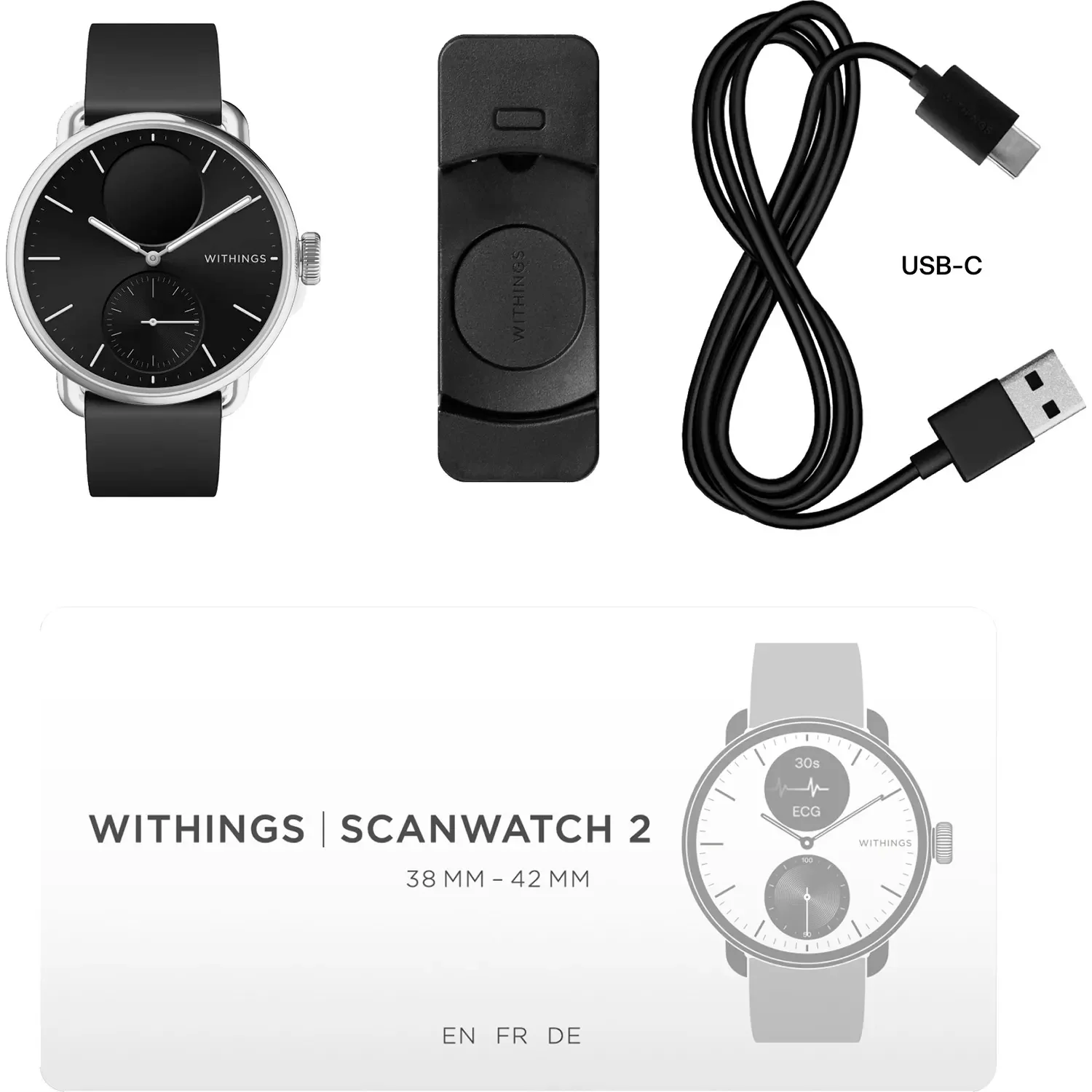 Withings ScanWatch 2 - Advanced Health Monitor with ECG & SpO2 - 38mm Black | 78-HWA10-model 1-All-Int - Image 8