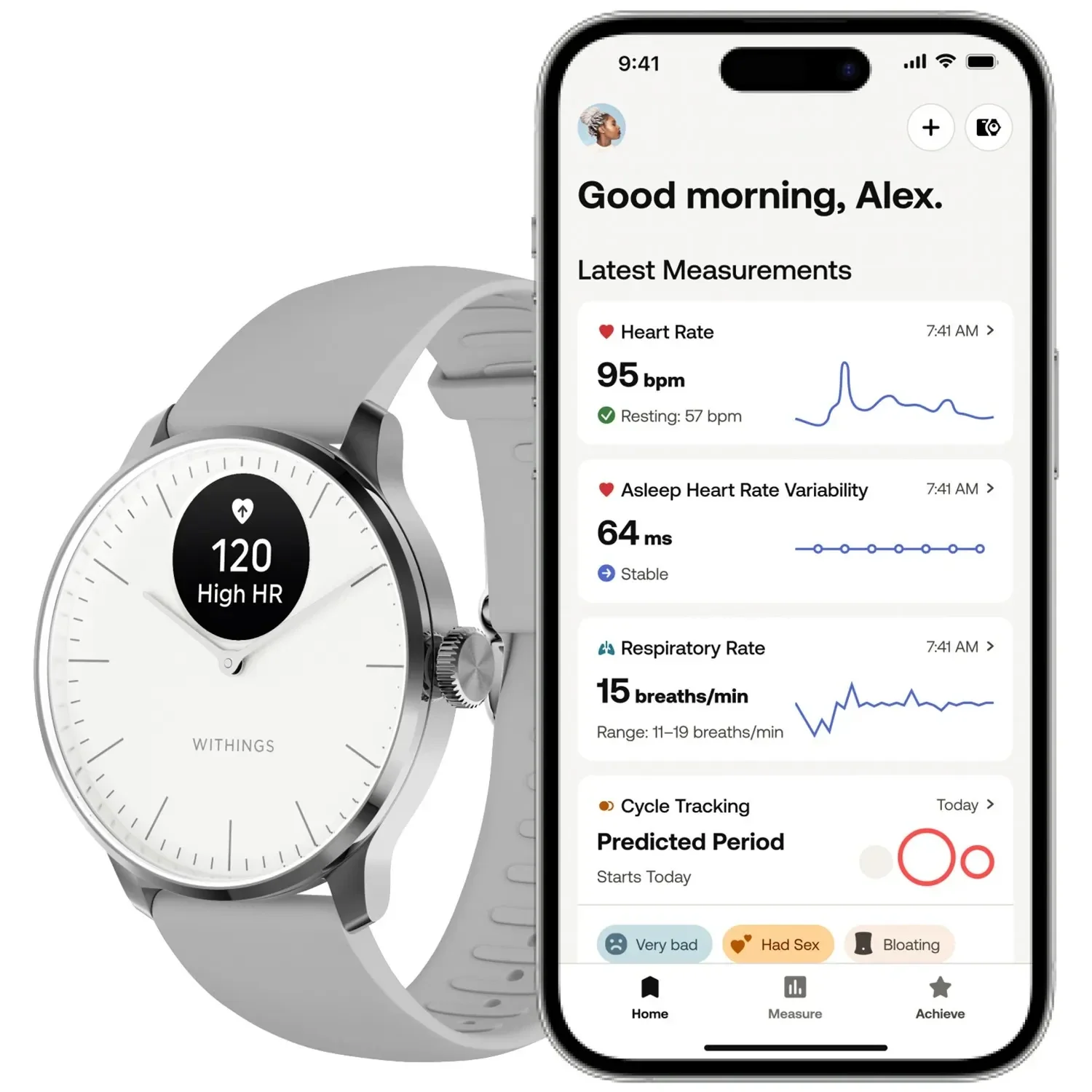 Withings ScanWatch Light - Health Tracking Watch with Heart Rate & SpO2 - White | 78-HWA11-model 3-All-Int - Image 7